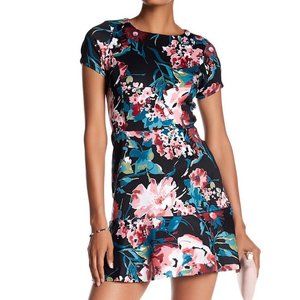 Love...Ady Fit & Flair Dress, Floral Print, Short Sleeves, Ruffle Hem - Size XL